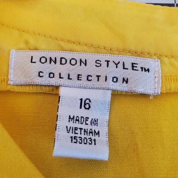 London style collection yellow A line belted dress Womens 16 NWT flare skirt - Picture 6 of 10